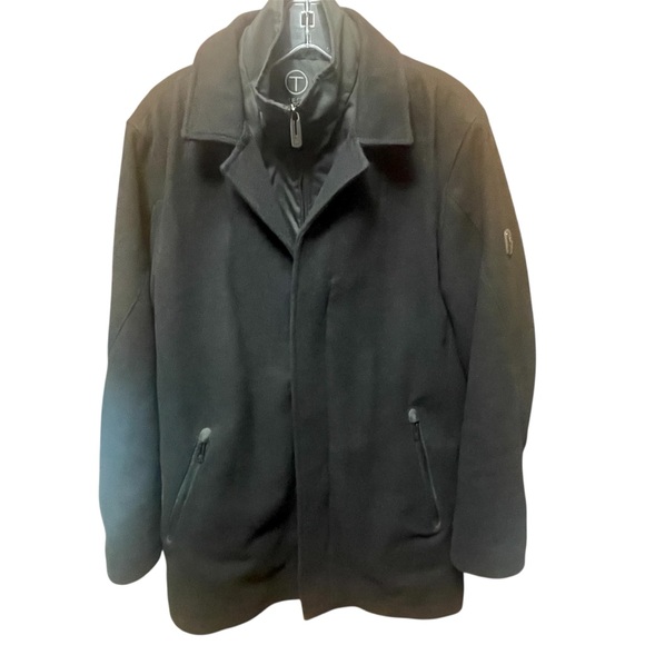 Men's Tumi Tech Black Wool-Blend Winter Coat Jacket Small S - Picture 1 of 16